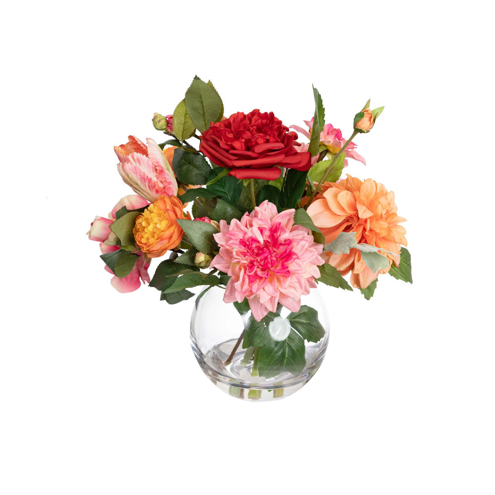 Tulip & Eucalyptus 40cm Mixed Artificial Plant Flower Arrangement Decorative In Fishbowl Vase Fast shipping On sale