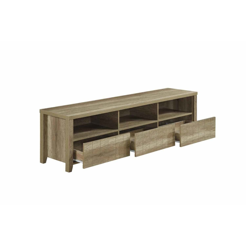TV Cabinet 3 Storage Drawers with Shelf Natural Wood like MDF Entertainment Unit in Oak Colour Fast shipping On sale
