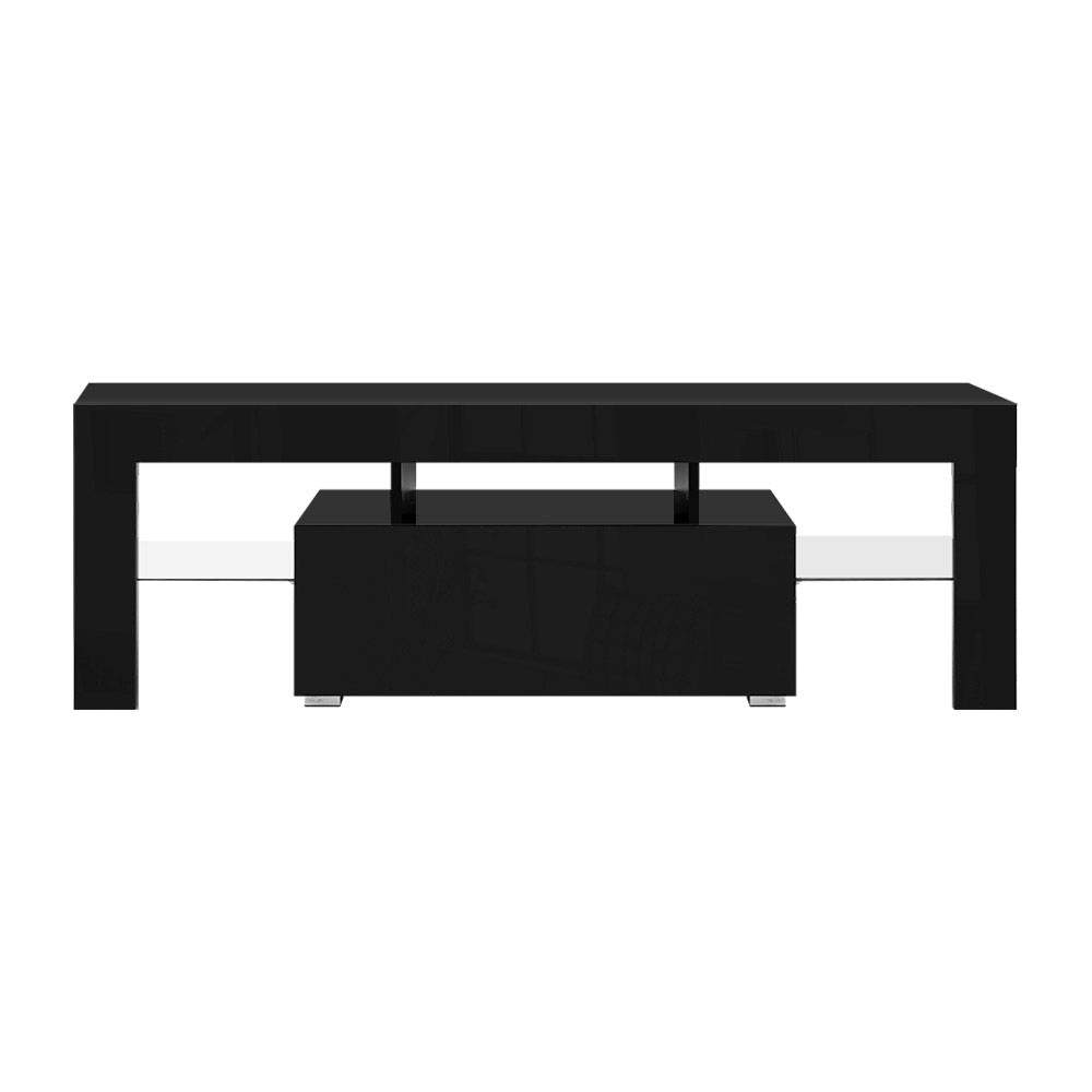 TV Cabinet Entertainment Unit Stand RGB LED Gloss Furniture 130cm Black Fast shipping On sale