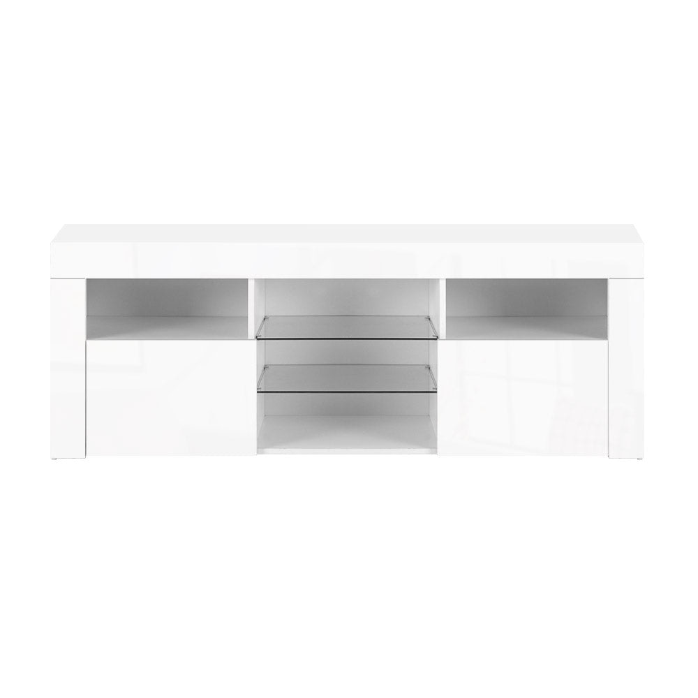 TV Cabinet Entertainment Unit Stand RGB LED Gloss Furniture 145cm White Fast shipping On sale
