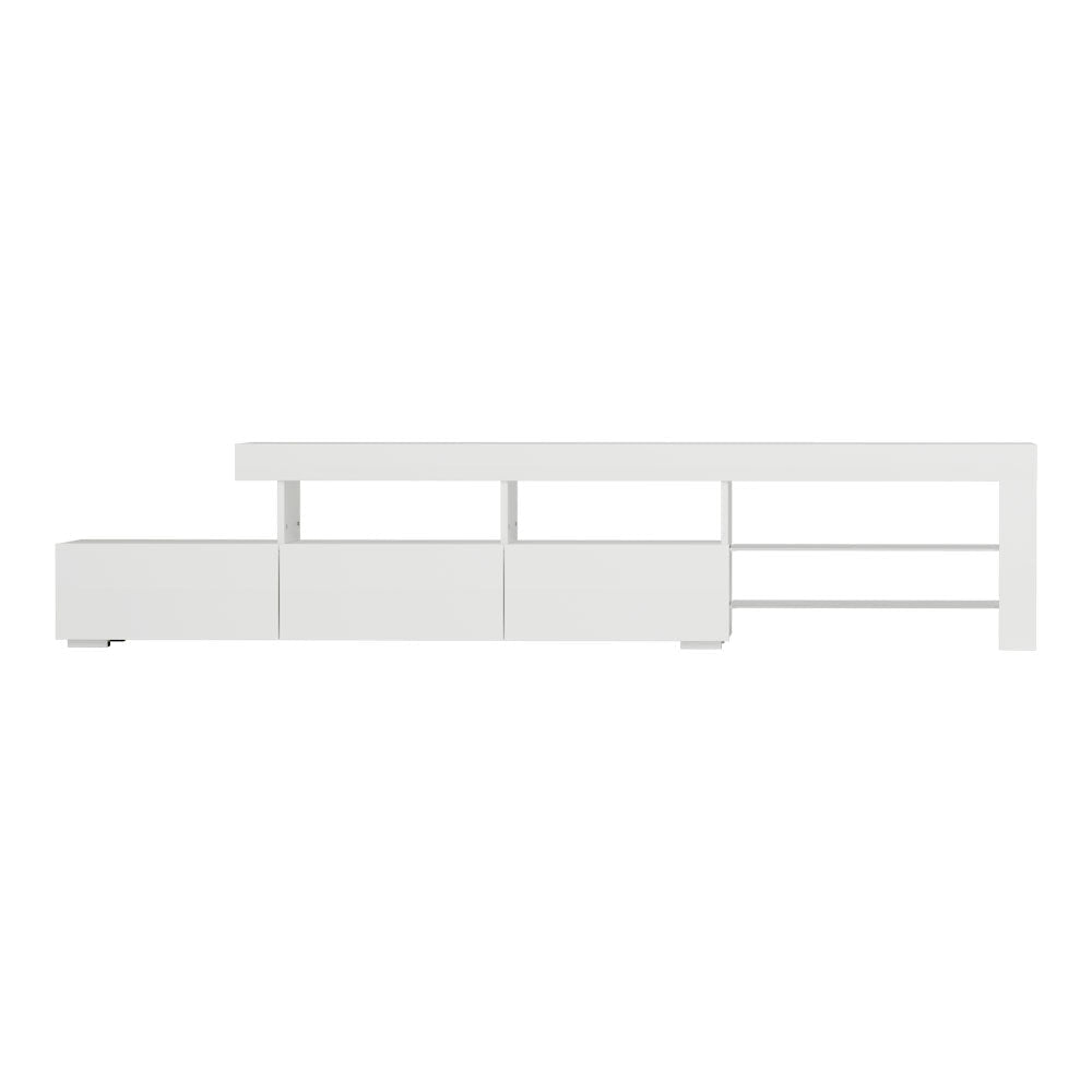 TV Cabinet Entertainment Unit Stand RGB LED Gloss Furniture 215cm White Fast shipping On sale