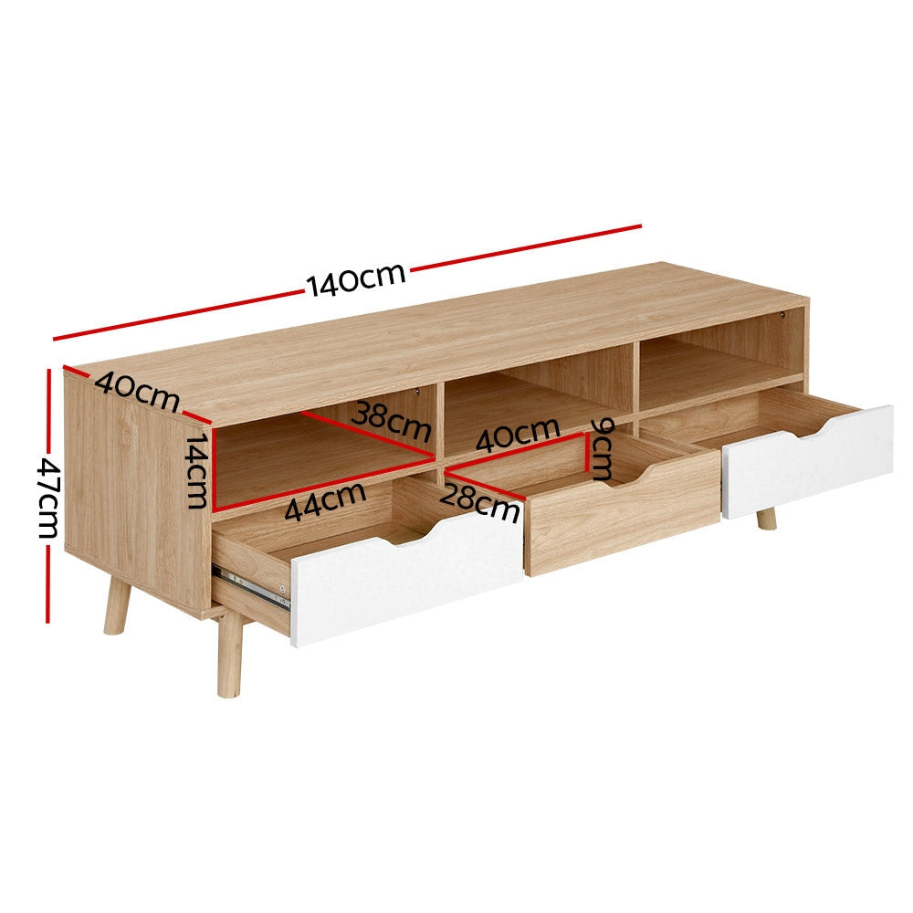 TV Cabinet Entertainment Unit Stand Wooden Storage 140cm Scandinavian Fast shipping On sale