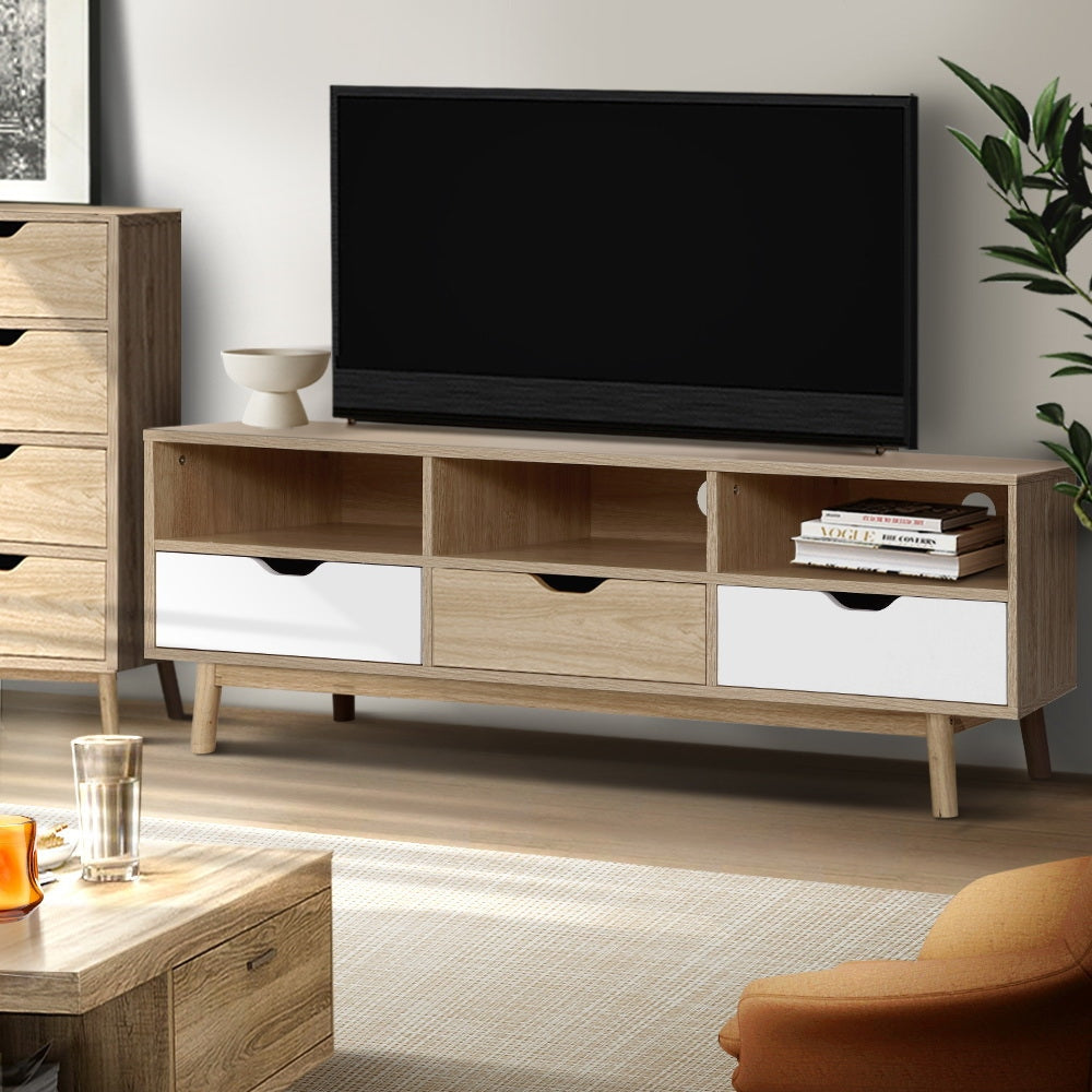 TV Cabinet Entertainment Unit Stand Wooden Storage 140cm Scandinavian Fast shipping On sale