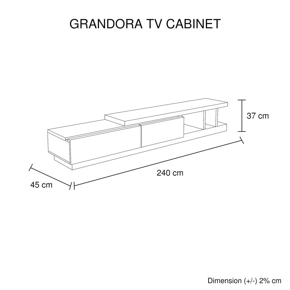 TV Cabinet with 2 Storage Drawers With High Glossy Assembled Entertainment Unit in White Ash colour Fast shipping On sale