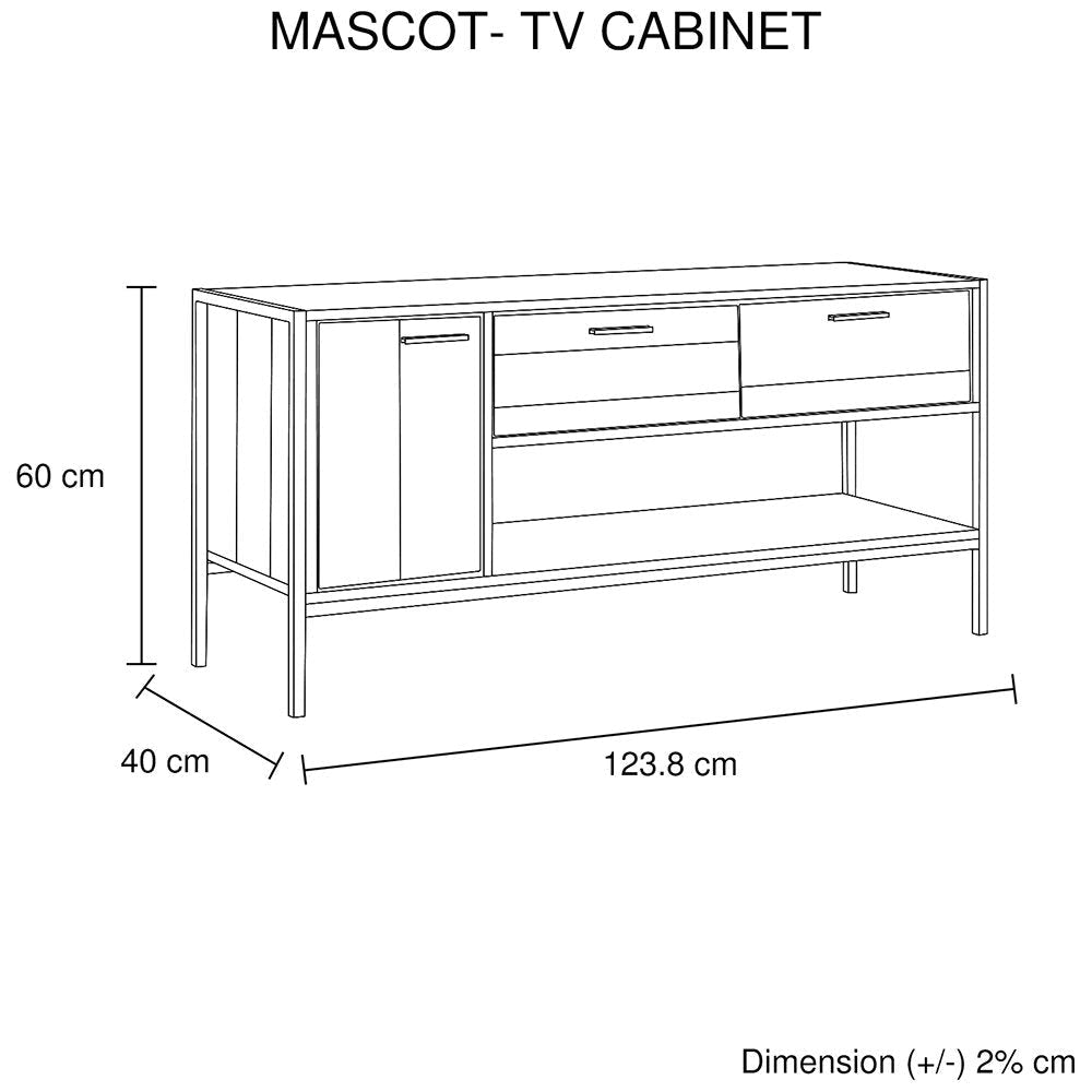 TV Cabinet with 2 Storage Drawers Natural Wood Like Particle board Entertainment Unit in Oak colour Fast shipping On sale