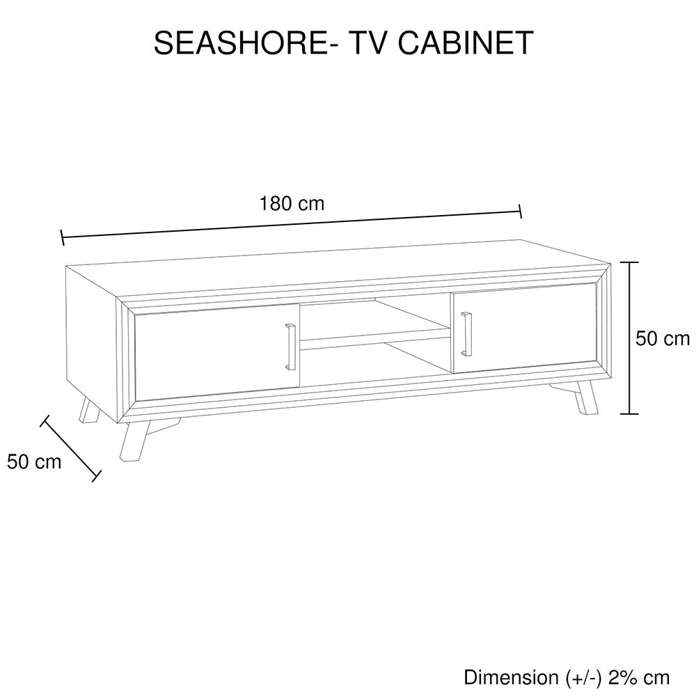 TV Cabinet with 2 Storage Drawers Solid Acacia Wooden Entertainment Unit in Sliver Bruch Colour Fast shipping On sale