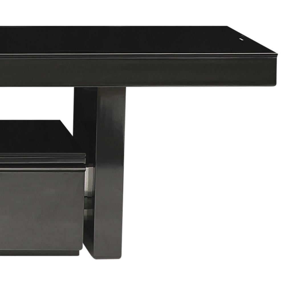 TV Cabinet with 3 Storage Drawers Extendable With Glossy MDF Entertainment Unit in Black Color Fast shipping On sale