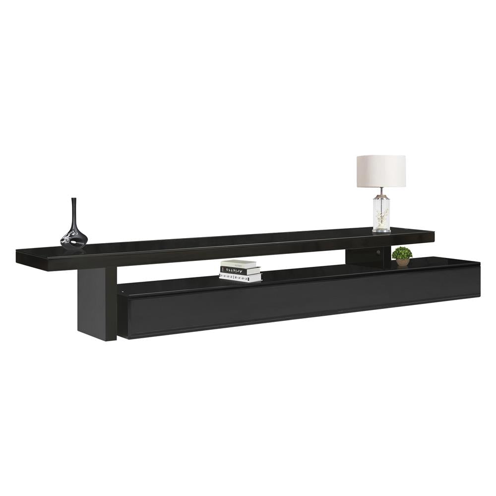 TV Cabinet with 3 Storage Drawers Extendable With Glossy MDF Entertainment Unit in Black Color Fast shipping On sale