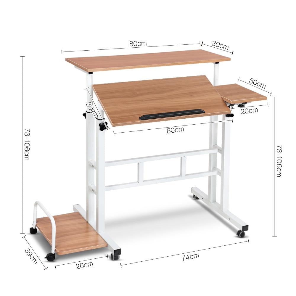 Twin Laptop Table Desk - Light Wood Office Fast shipping On sale