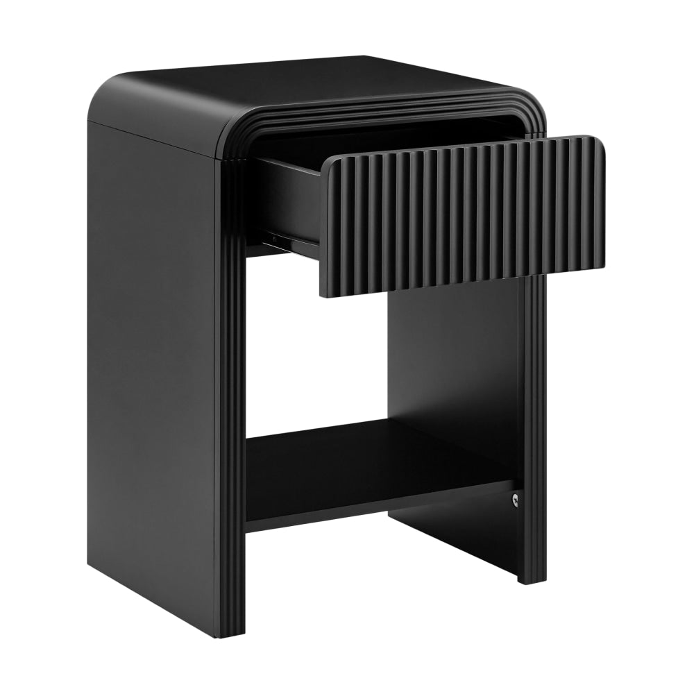 Tynan Open Shelf Nightstand Bedside Table 1-Drawer Black Fast shipping On sale