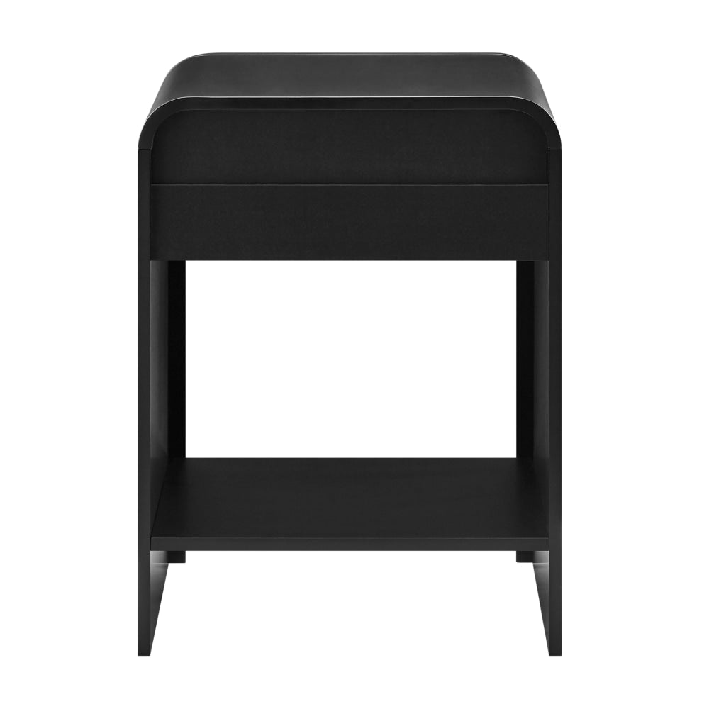 Tynan Open Shelf Nightstand Bedside Table 1-Drawer Black Fast shipping On sale