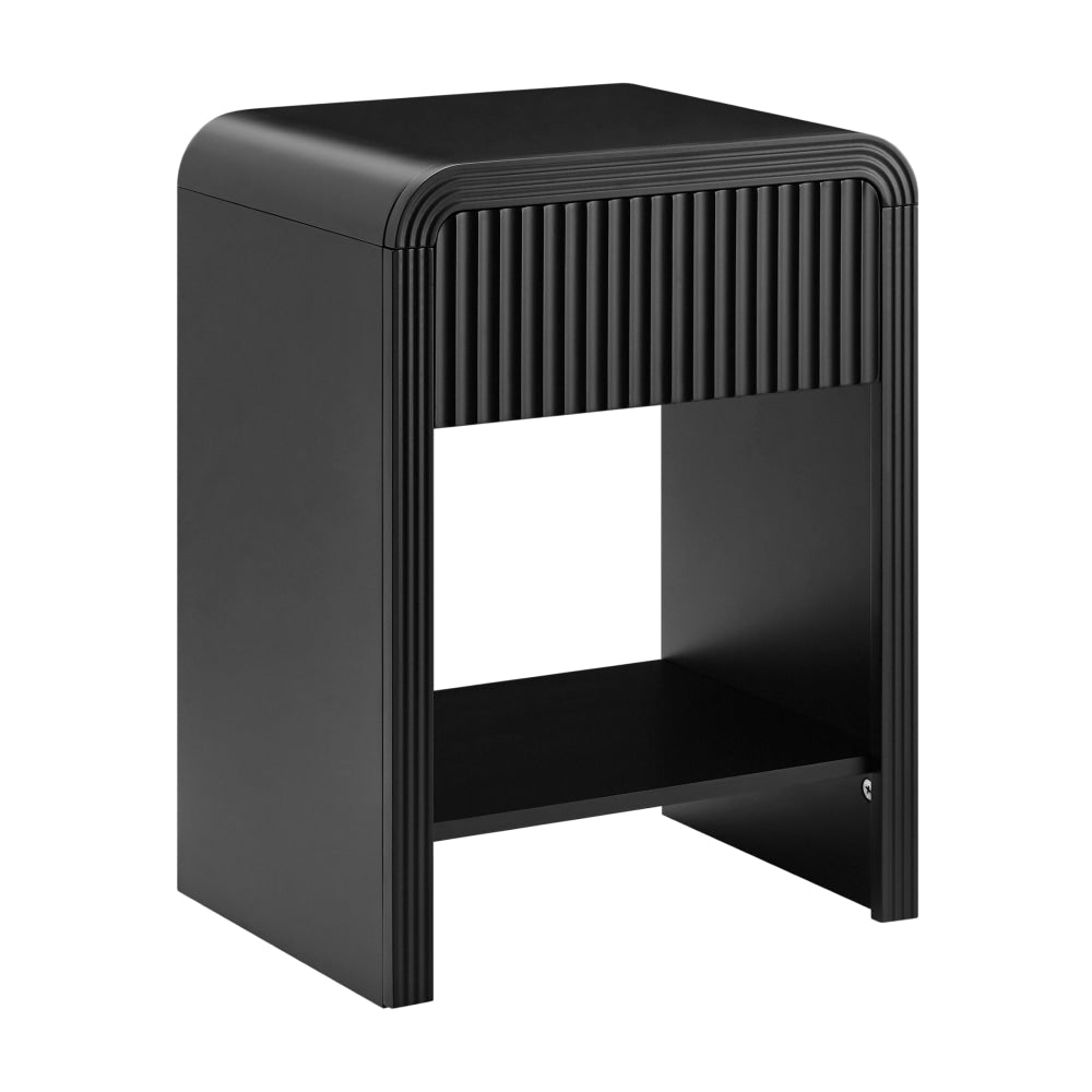 Tynan Open Shelf Nightstand Bedside Table 1-Drawer Black Fast shipping On sale