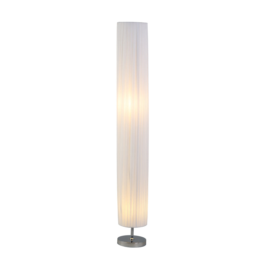 Ulani Modern Metal Chrome Base Fabric Shade Floor Standing Light Lamp White Fast shipping On sale