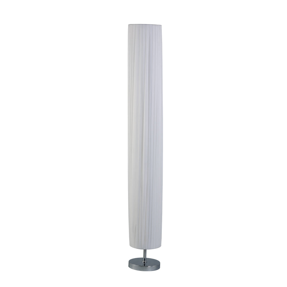 Ulani Modern Metal Chrome Base Fabric Shade Floor Standing Light Lamp White Fast shipping On sale