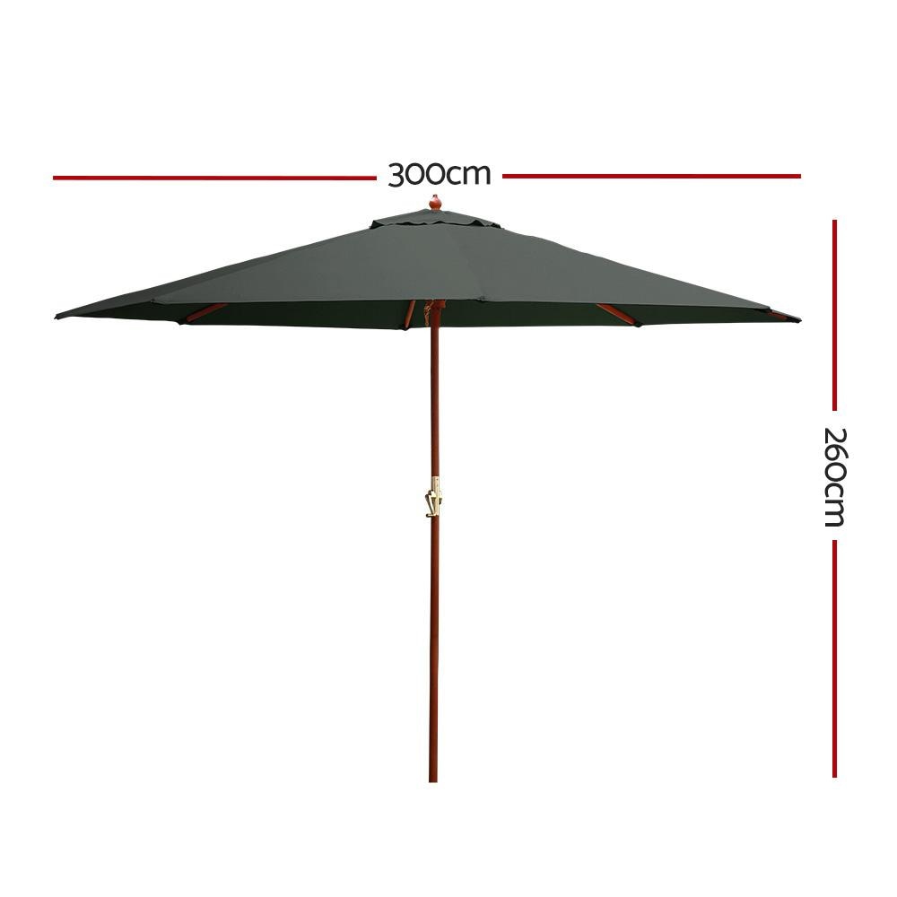 Umbrella Outdoor Pole Umbrellas Stand Sun Beach Garden Deck Charcoal 3M Patio Fast shipping On sale