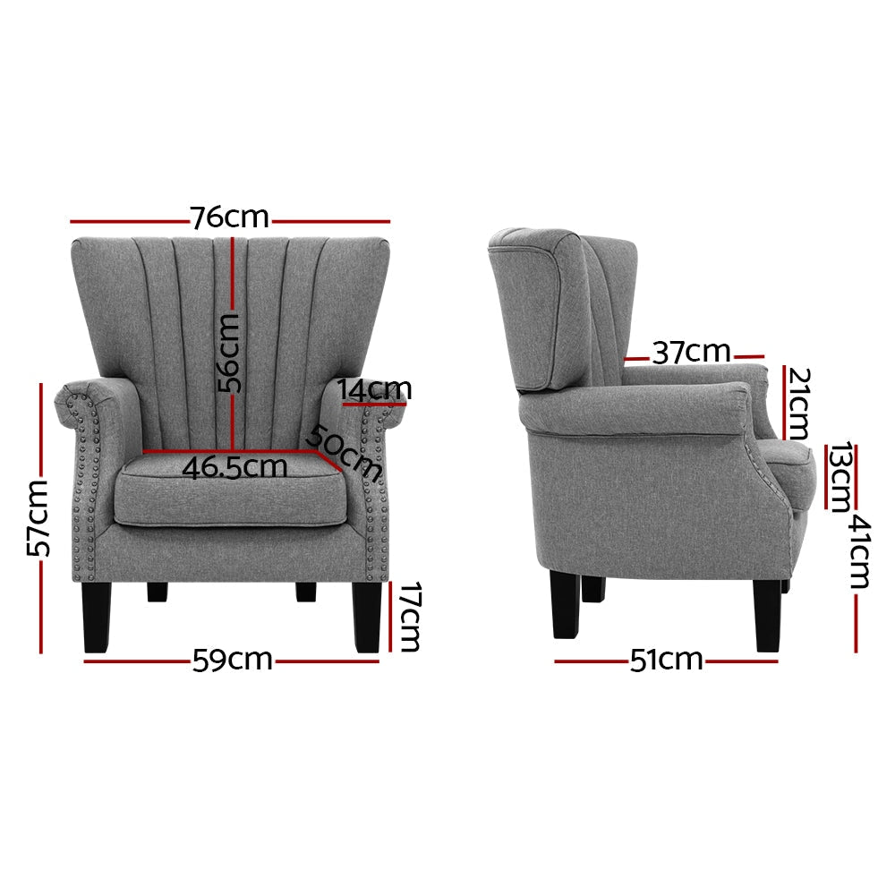 Upholstered Fabric Armchair Accent Tub Chairs Modern seat Sofa Lounge Grey Chair Fast shipping On sale
