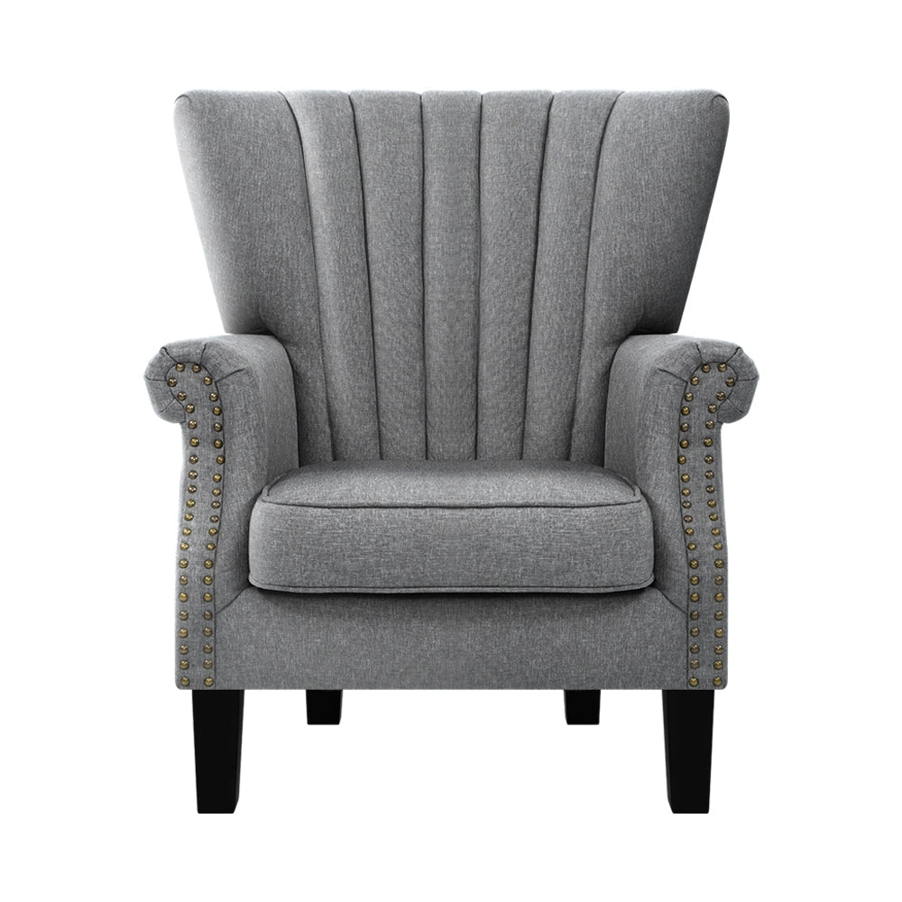 Upholstered Fabric Armchair Accent Tub Chairs Modern seat Sofa Lounge Grey Chair Fast shipping On sale