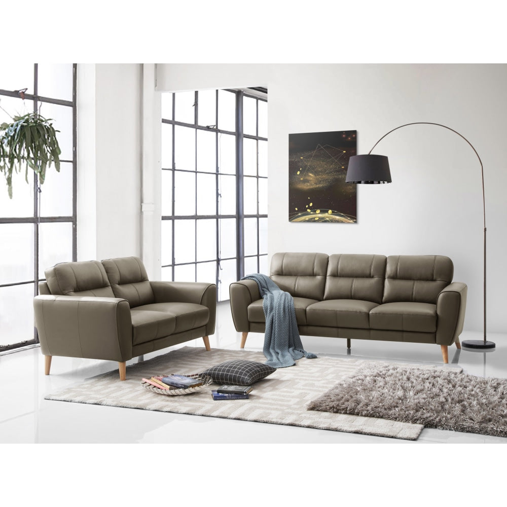 Urban Modern Luxury Genuine Leather 3 + 2 Seaters Sofa Set - Dark Grey Fast shipping On sale