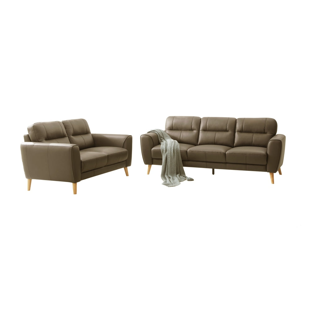 Urban Modern Luxury Genuine Leather 3 + 2 Seaters Sofa Set - Dark Grey Fast shipping On sale