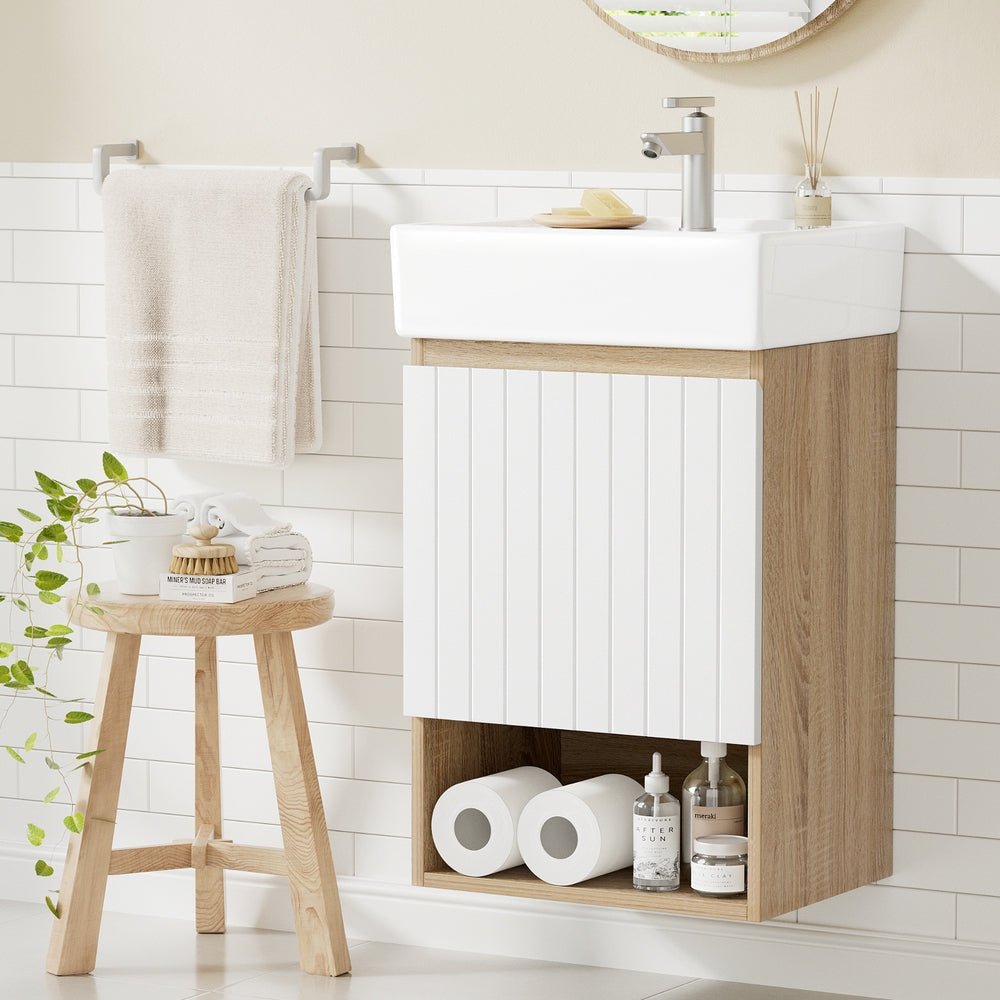Vanity Unit 445mm Basin Bathroom Cabinet Storage Wall Hung Sink White Fast shipping On sale
