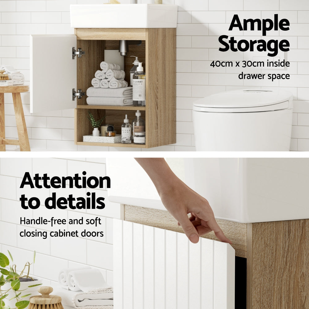 Vanity Unit 445mm Basin Bathroom Cabinet Storage Wall Hung Sink White Fast shipping On sale
