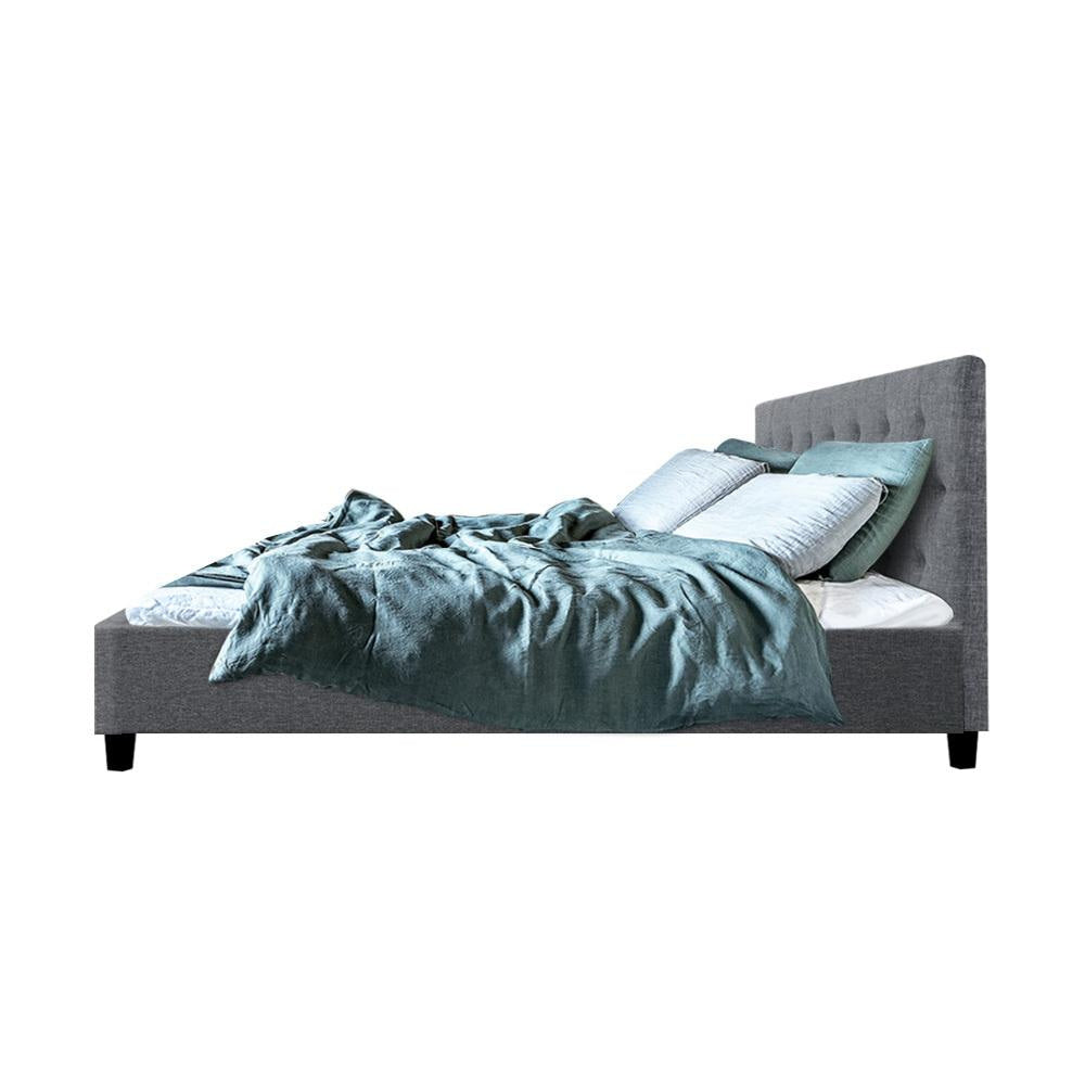Vanke Bed Frame Fabric - Grey Double Fast shipping On sale