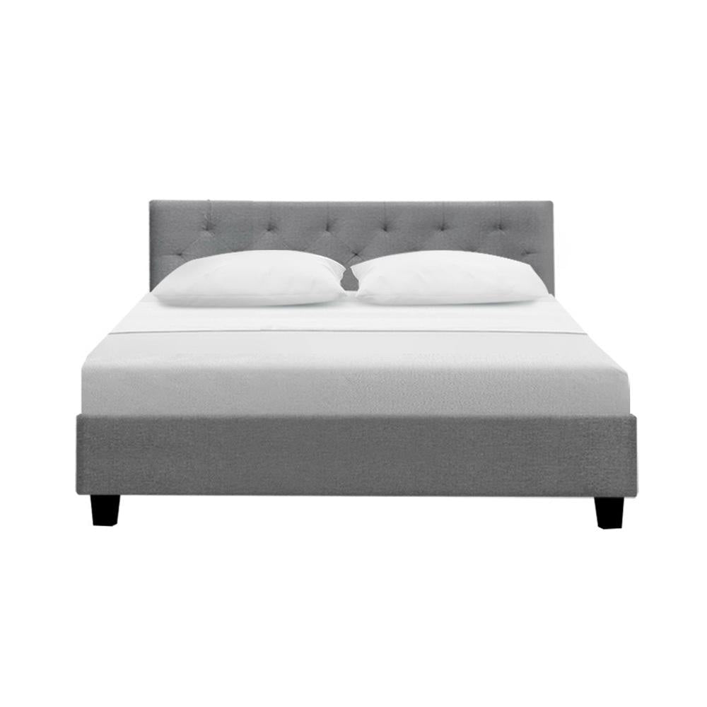 Vanke Bed Frame Fabric - Grey Double Fast shipping On sale
