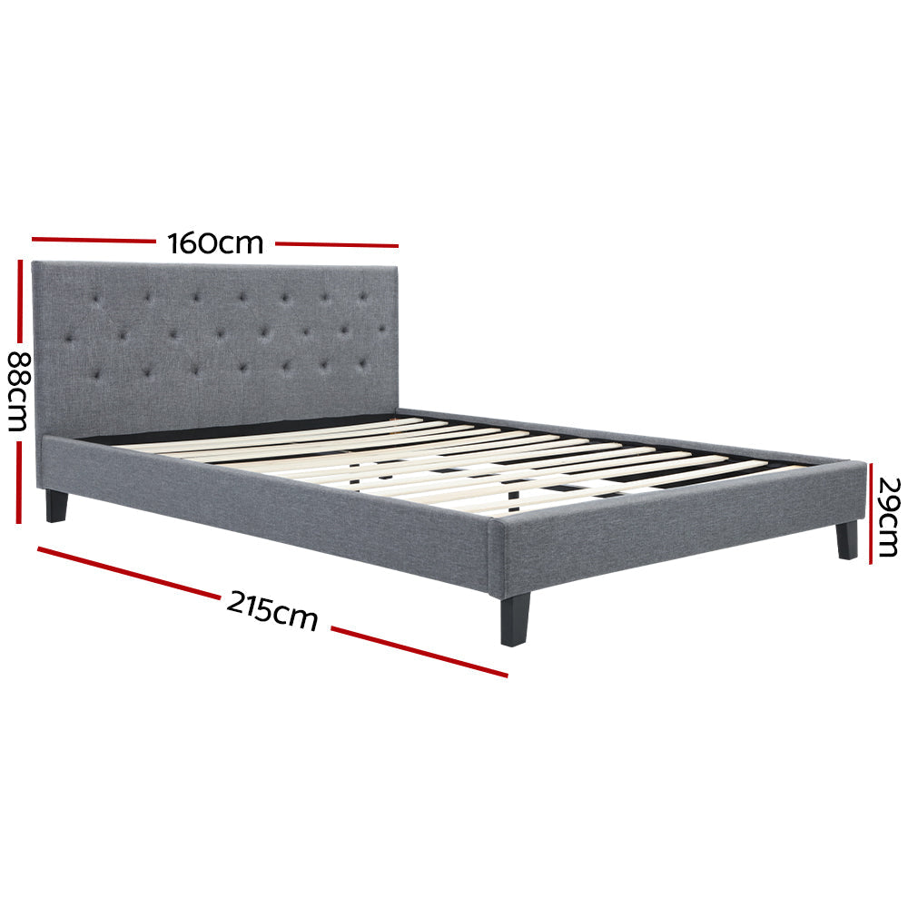 Vanke Bed Frame Fabric- Grey Queen Fast shipping On sale