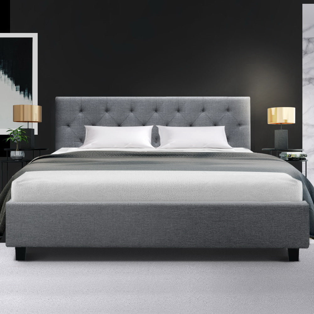 Vanke Bed Frame Fabric- Grey Queen Fast shipping On sale