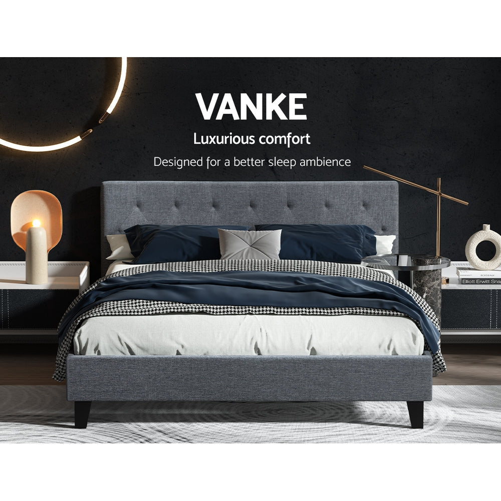Vanke Bed Frame Fabric- Grey Queen Fast shipping On sale