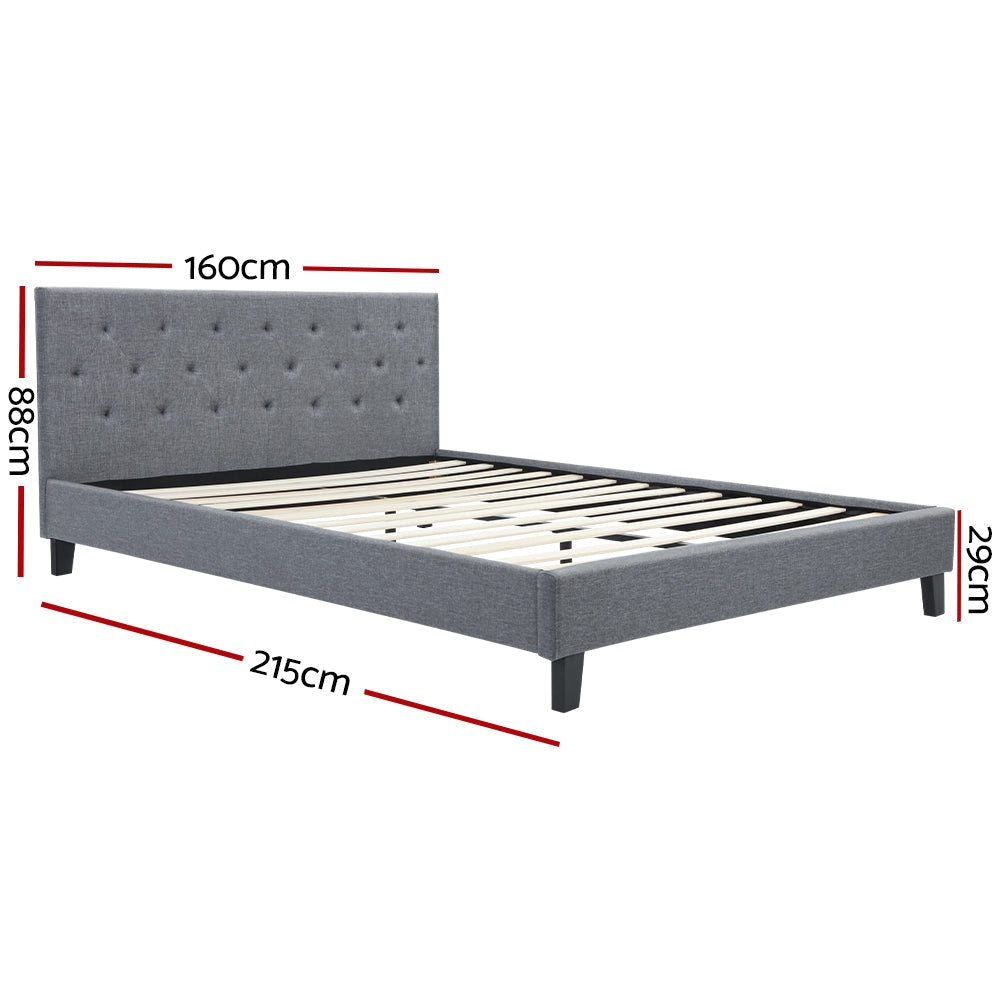 Vanke Bed Frame Fabric - Grey Queen Fast shipping On sale