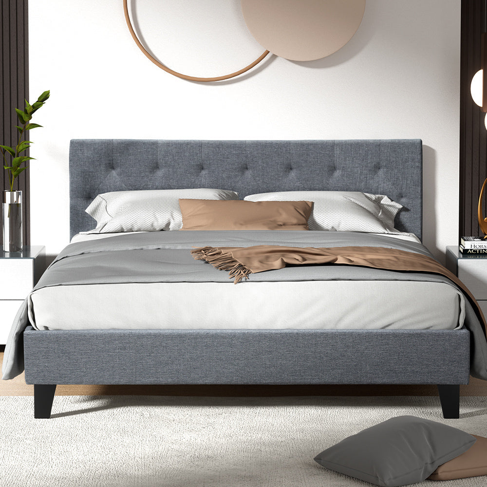 Vanke Bed Frame Fabric- Grey Queen Fast shipping On sale