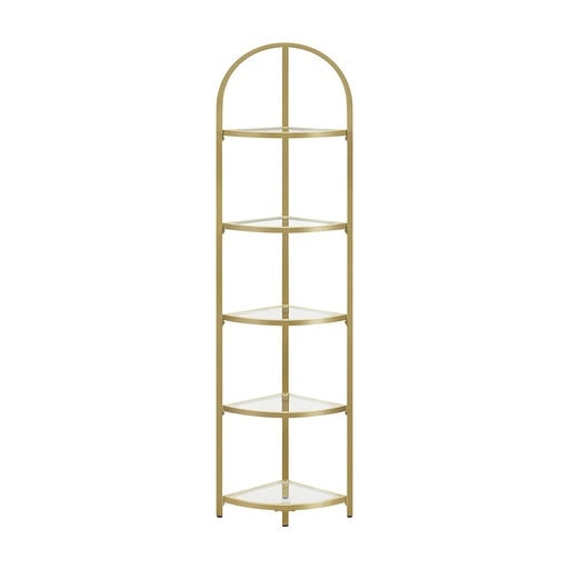 Vasagle 5-Tier Corner Ladder Bookshelf Tempered Glass - Gold Bookcase Fast shipping On sale