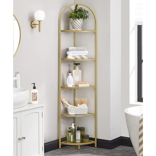 Vasagle 5-Tier Corner Ladder Bookshelf Tempered Glass - Gold Bookcase Fast shipping On sale