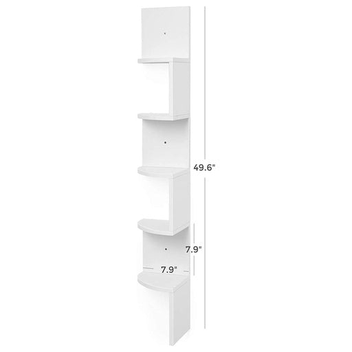 Vasagle 5-Tier Floating Corner Bookshelf - Rustic White Bookcase Fast shipping On sale