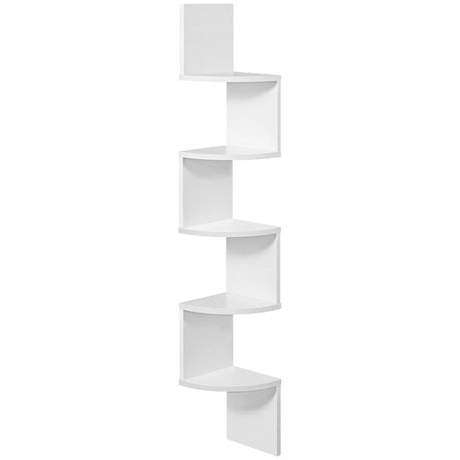 Vasagle 5-Tier Floating Corner Bookshelf - Rustic White Bookcase Fast shipping On sale