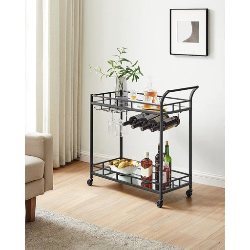 Vasagle Bar Serving Wine Cart With Wheels And Bottle Holders - Black Kitchen Trolley Fast shipping On sale