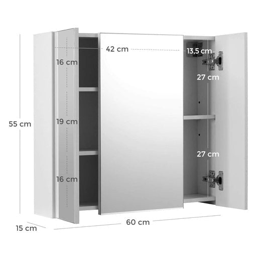 Vasagle Bathroom Wall Cabinet with Mirror and Adjustable Shelf - White Fast shipping On sale