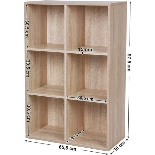 Vasagle Bookcase with 6 Compartments Wooden Shelving - Oak Fast shipping On sale