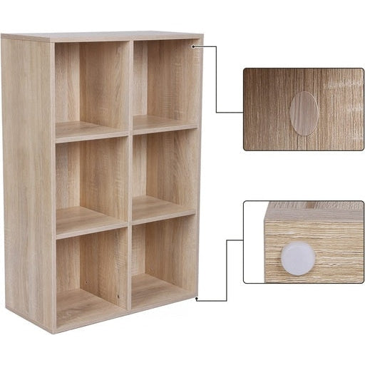 Vasagle Bookcase with 6 Compartments Wooden Shelving - Oak Fast shipping On sale