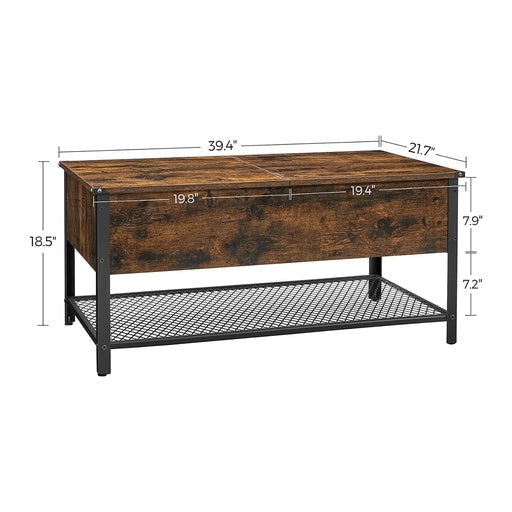 Vasagle Coffee Table With Folding Top - Rustic Brown Black Fast shipping On sale