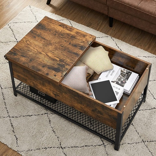 Vasagle Coffee Table With Folding Top - Rustic Brown Black Fast shipping On sale