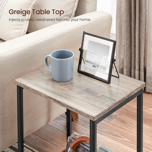 Vasagle Set of 2 End Tables with Storage Shelf Steel Frame - Greige and Black Side Table Fast shipping On sale