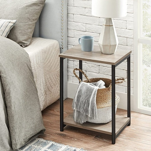 Vasagle Set of 2 End Tables with Storage Shelf Steel Frame - Greige and Black Side Table Fast shipping On sale