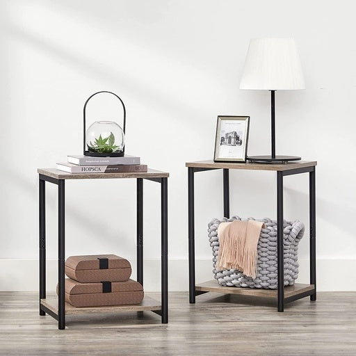 Vasagle Set of 2 End Tables with Storage Shelf Steel Frame - Greige and Black Side Table Fast shipping On sale