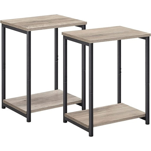 Vasagle Set of 2 End Tables with Storage Shelf Steel Frame - Greige and Black Side Table Fast shipping On sale