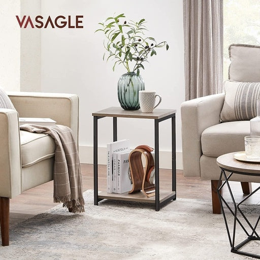 Vasagle Set of 2 End Tables with Storage Shelf Steel Frame - Greige and Black Side Table Fast shipping On sale