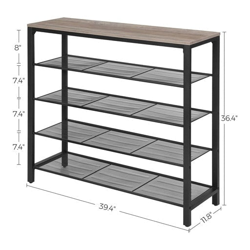 Vasagle Indestic Shoe Rack Organizer with 4 Mesh Shelves Industrial - Greige and Black Cabinet Fast shipping On sale