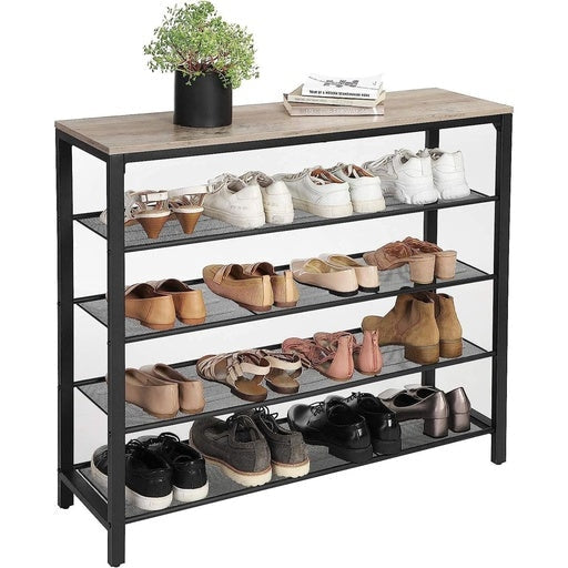 Vasagle Indestic Shoe Rack Organizer with 4 Mesh Shelves Industrial - Greige and Black Cabinet Fast shipping On sale