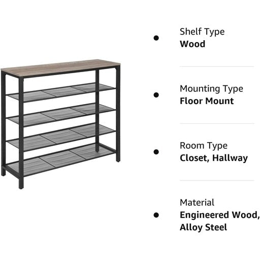 Vasagle Indestic Shoe Rack Organizer with 4 Mesh Shelves Industrial - Greige and Black Cabinet Fast shipping On sale